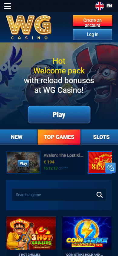 WG Casino Mobile screenshot
